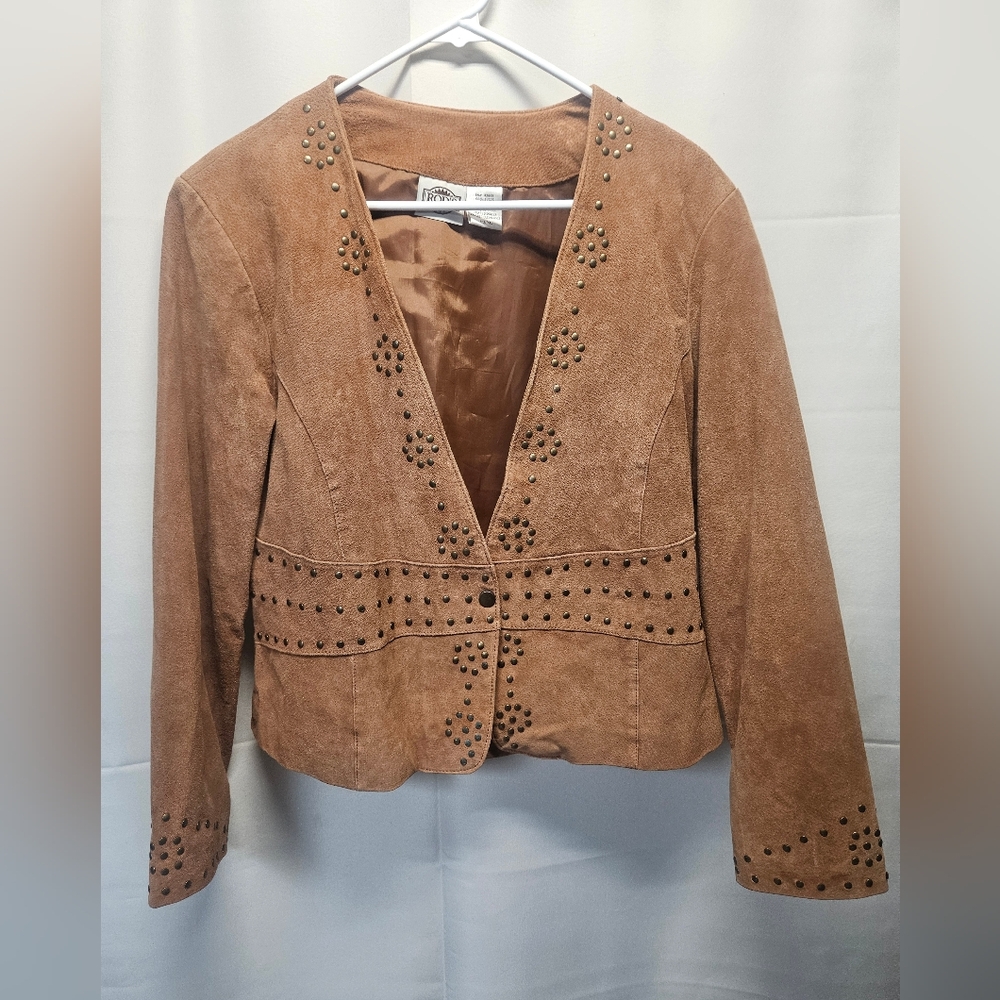 ROD'S Tan Leather Studded Blazer